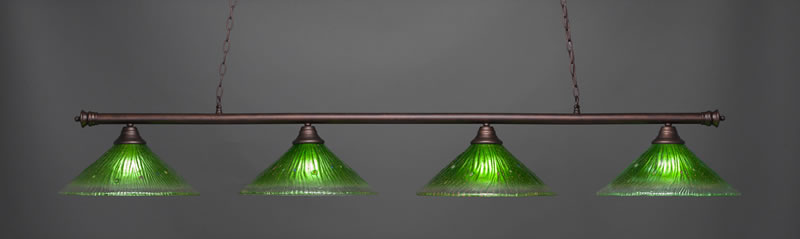 Oxford 4 Light Bar Shown In Bronze Finish With 16" Kiwi Green Crystal Glass