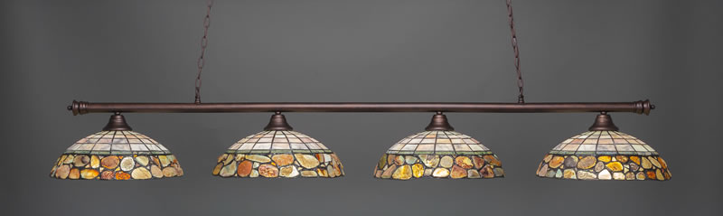 Oxford 4 Light Bar Shown In Bronze Finish With 16" Cobblestone Art Glass