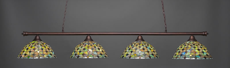 Oxford 4 Light Bar Shown In Bronze Finish With 16" Crescent Art Glass