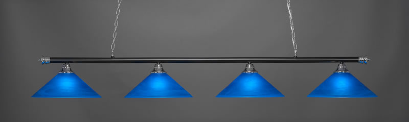 Oxford 4 Light Bar Shown In Chrome And Matte Black Finish With 16" Blue Italian Glass