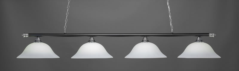 Oxford 4 Light Bar Shown In Chrome And Matte Black Finish With 16" White Linen Glass