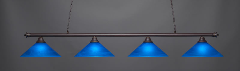 Oxford 4 Light Bar Shown In Dark Granite Finish With 16" Blue Italian Glass