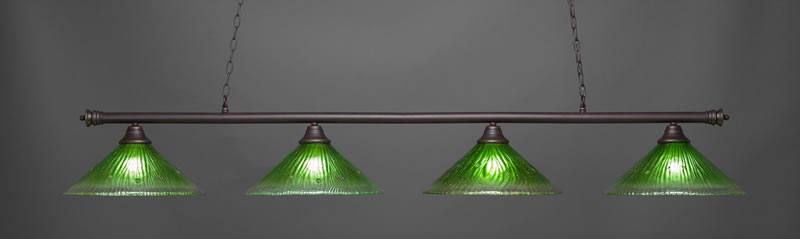 Oxford 4 Light Bar Shown In Dark Granite Finish With 16" Kiwi Green Crystal Glass