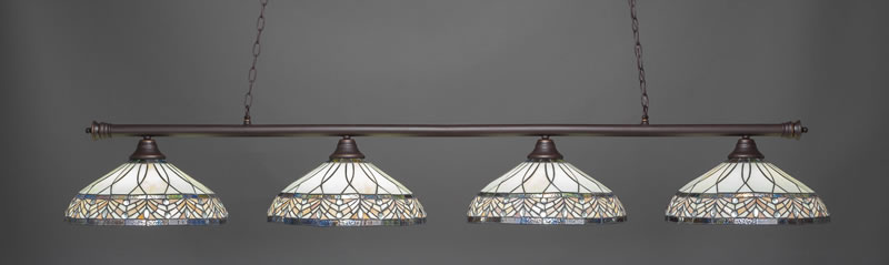 Oxford 4 Light Bar Shown In Dark Granite Finish With 16" Royal Merlot Art Glass