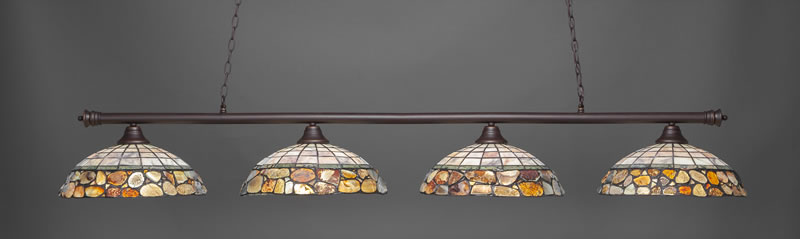 Oxford 4 Light Bar Shown In Dark Granite Finish With 16" Cobblestone Art Glass