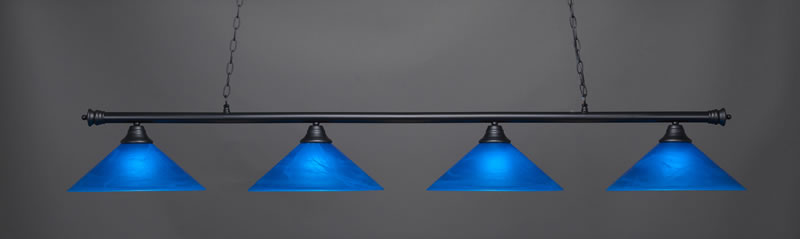 Oxford 4 Light Bar Shown In Matte Black Finish With 16" Blue Italian Glass