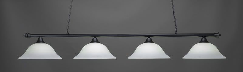 Oxford 4 Light Bar Shown In Matte Black Finish With 16" White Linen Glass