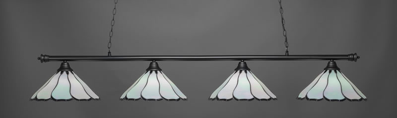 Oxford 4 Light Bar Shown In Matte Black Finish With 16" Pearl & Black Flair Art Glass