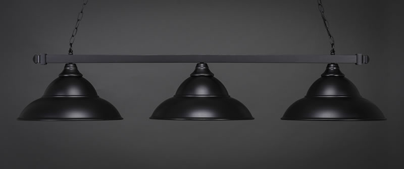 Square 3 Light Bar Shown In Matte Black Finish With 14" Matte Black Cone Metal Shades