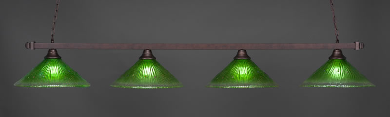 Square 4 Light Bar Shown In Bronze Finish With 16" Kiwi Green Crystal Glass