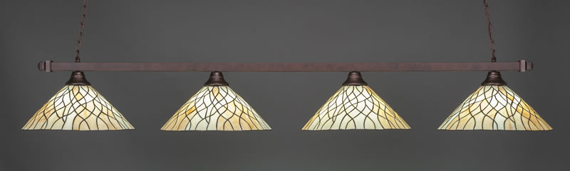 Square 4 Light Bar Shown In Bronze Finish With 16" Sandhill Art Glass