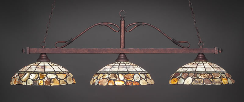 Scroll 3 Light Bar Shown In Bronze Finish With 16" Cobblestone Art Glass