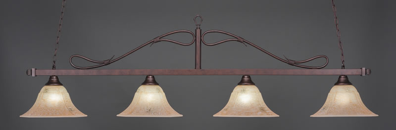 Scroll 4 Light Bar Shown In Bronze Finish With 14" Italian Marble Glass