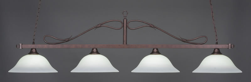 Scroll 4 Light Bar Shown In Bronze Finish With 16" White Linen Glass