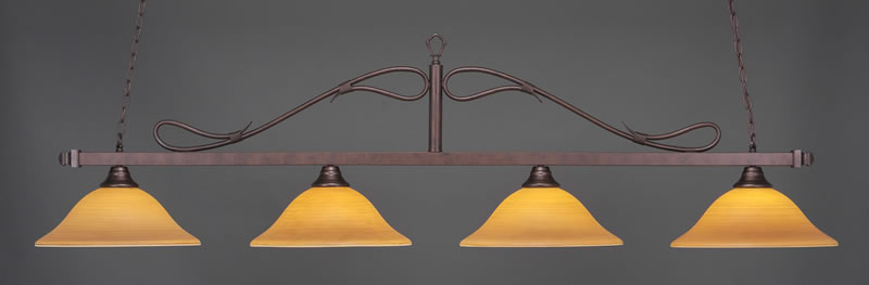 Scroll 4 Light Bar Shown In Bronze Finish With 16" Cayenne Linen Glass