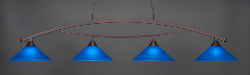 Bow 4 Light Bar Shown In Bronze Finish With 16" Blue Italian Glass