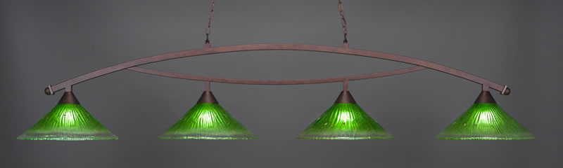 Bow 4 Light Bar Shown In Bronze Finish With 16" Kiwi Green Crystal Glass