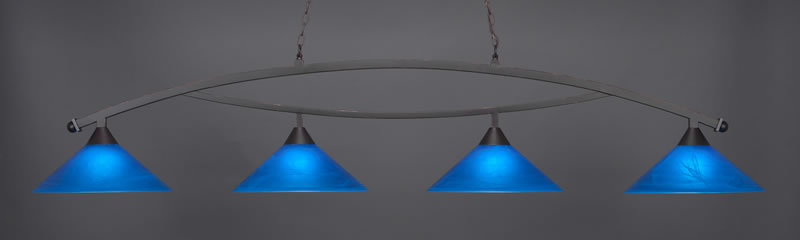 Bow 4 Light Bar Shown In Dark Granite Finish With 16" Blue Italian Glass