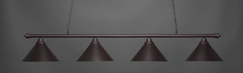 Oxford 4 Light Bar Shown In Dark Granite Finish With 14" Dark Granite Cone Metal Shades