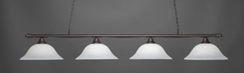 Oxford 4 Light Bar Shown In Dark Granite Finish With 16" White Linen Glass