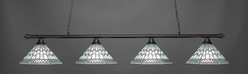 Oxford 4 Light Bar Shown In Matte Black Finish With 16" Pewter Art Glass