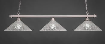 Square 3 Light Bar Shown In Brushed Nickel Finish With 16" Italian Bubble Glass