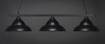 Square 3 Light Bar Shown In Matte Black Finish With 14" Matte Black Cone Metal Shades