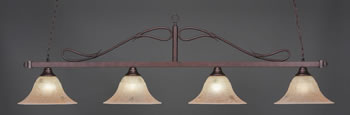 Scroll 4 Light Bar Shown In Bronze Finish With 14" Italian Marble Glass